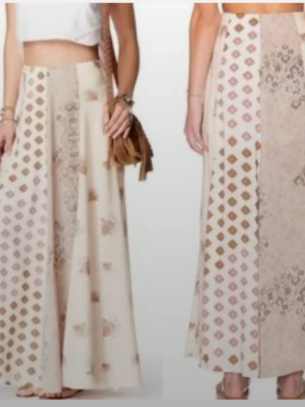 Free People Technicolour Pattern Maxi Skirt - Size 4 - Boho Patchwork Festival